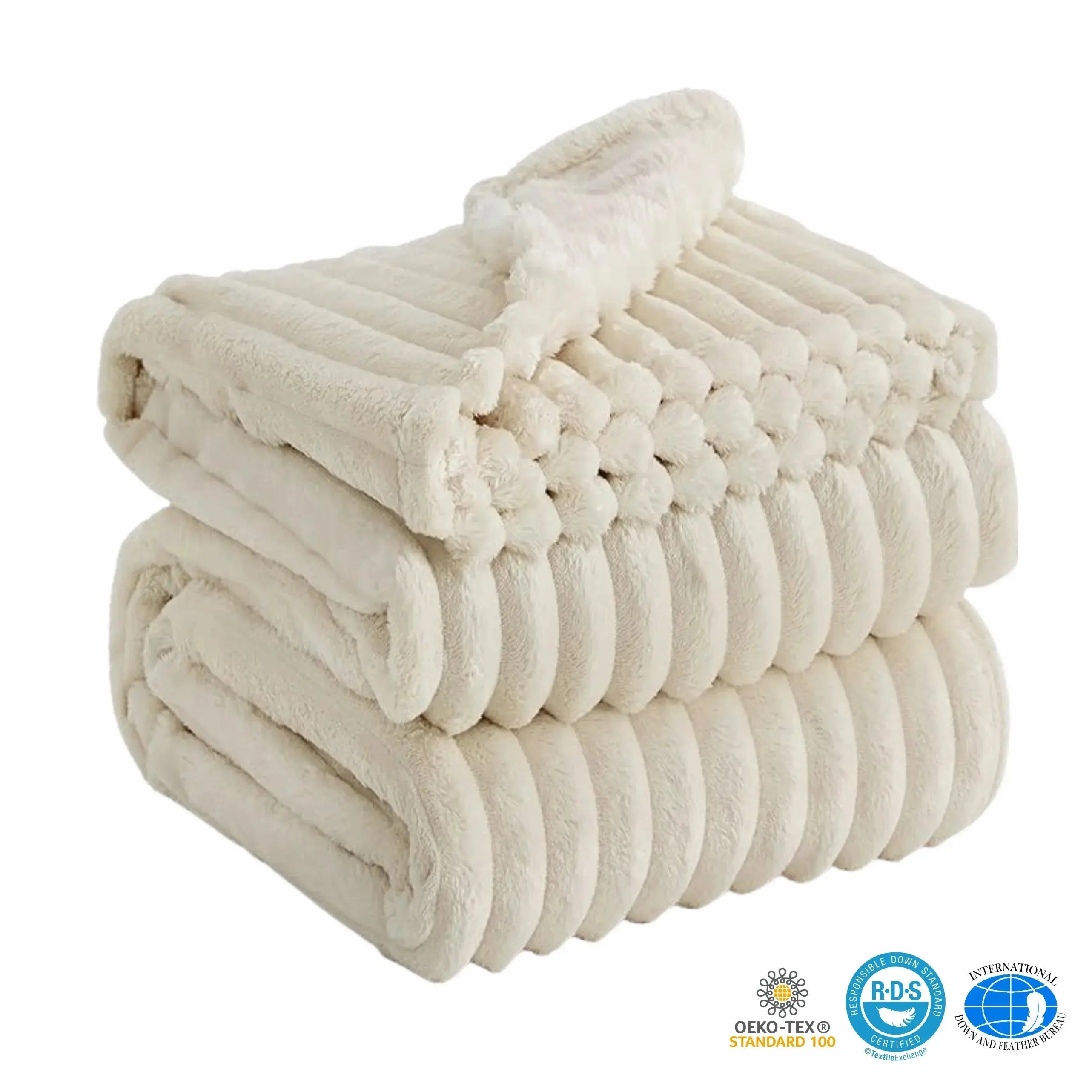 Faux Rabbit Fur Throw Blanket in Light Grey, Milky White, Khaki, or Pink – Available in Single, Double, Queen, and King Sizes