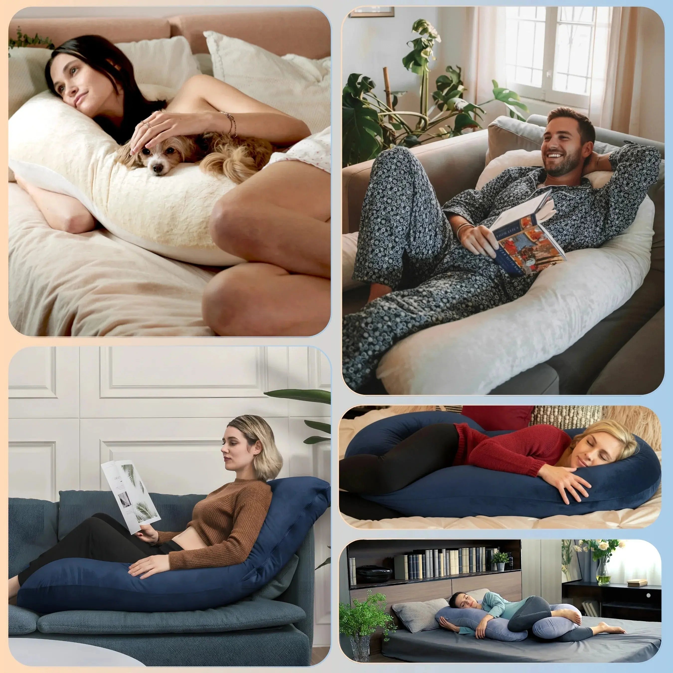 Comfort Body Pillow for Relaxation and Sleep - Available in Navy Blue, Gray, and Black — Lifestyle 7