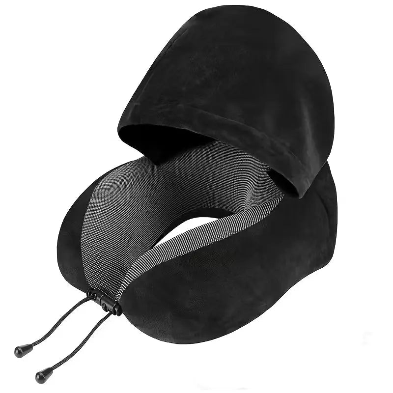 Hooded U-Shaped Travel Pillow for Comfortable Sleep - Available in Grey, Black, Brown, Blue, 25x23x15cm — Lifestyle 8