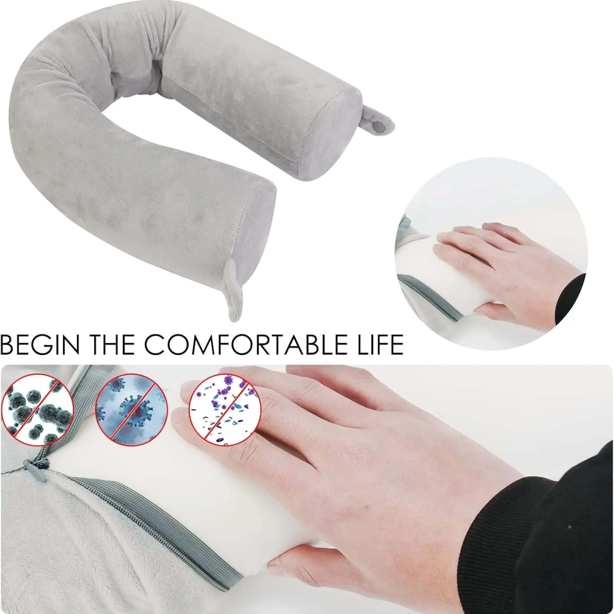 Bendable U-Shaped Travel Pillow for Comfortable Sleep – Available in Navy and Grey — Lifestyle 3