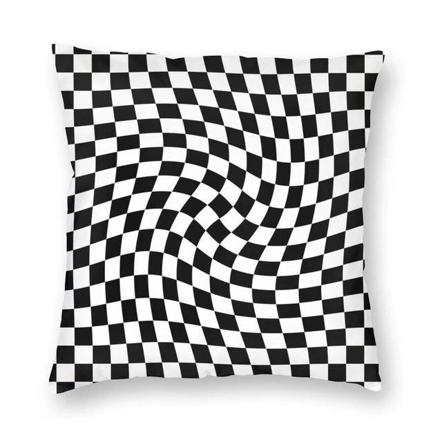 3D Checkered Cushion Cover — Raised Grid Texture for Modern Bedroom Layering — Detail