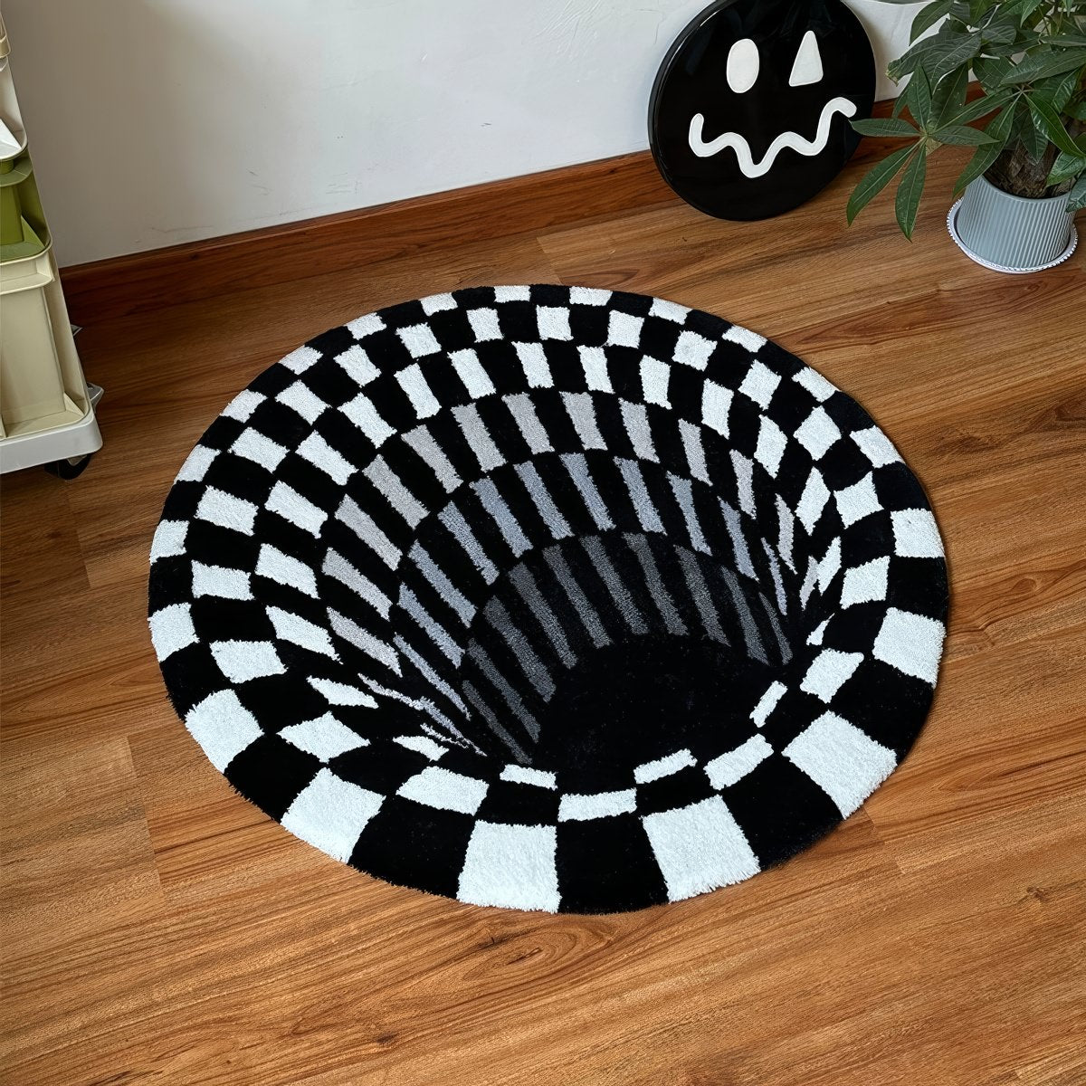 3D Hole Illusion Accent Rug — Soft Accent Rug for Bedroom Layering — Lifestyle 1