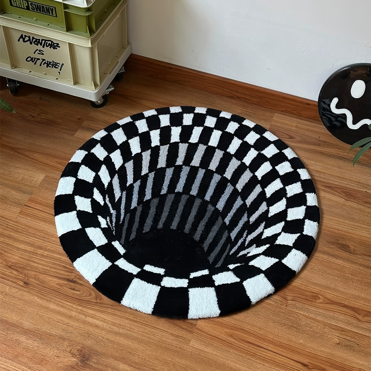 3D Hole Illusion Accent Rug — Soft Accent Rug for Bedroom Layering — Lifestyle 3
