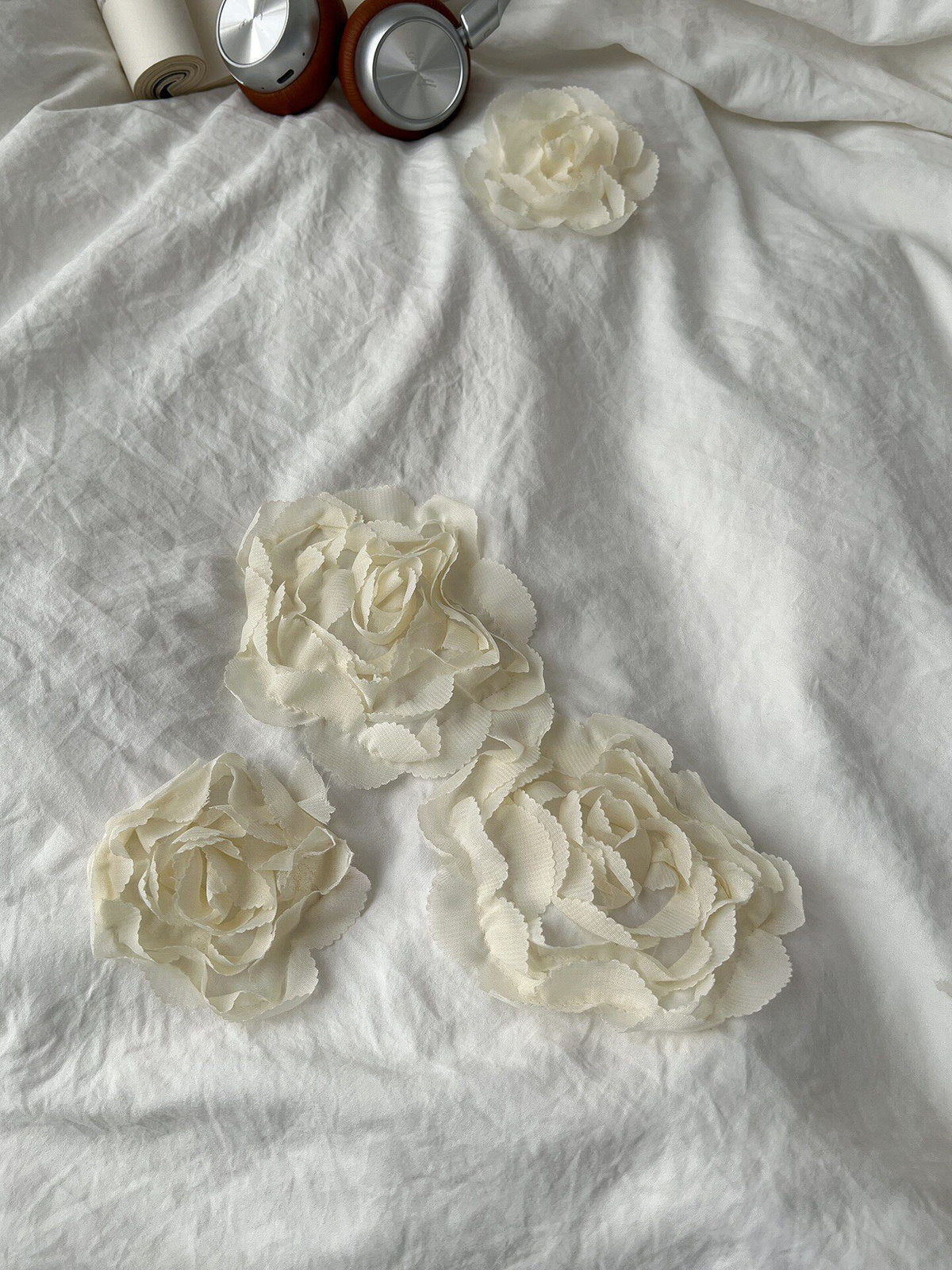 3D Rosette Ruffle Bedding Set — Washed-Cotton Duvet Cover with Floral Applique — Lifestyle 2