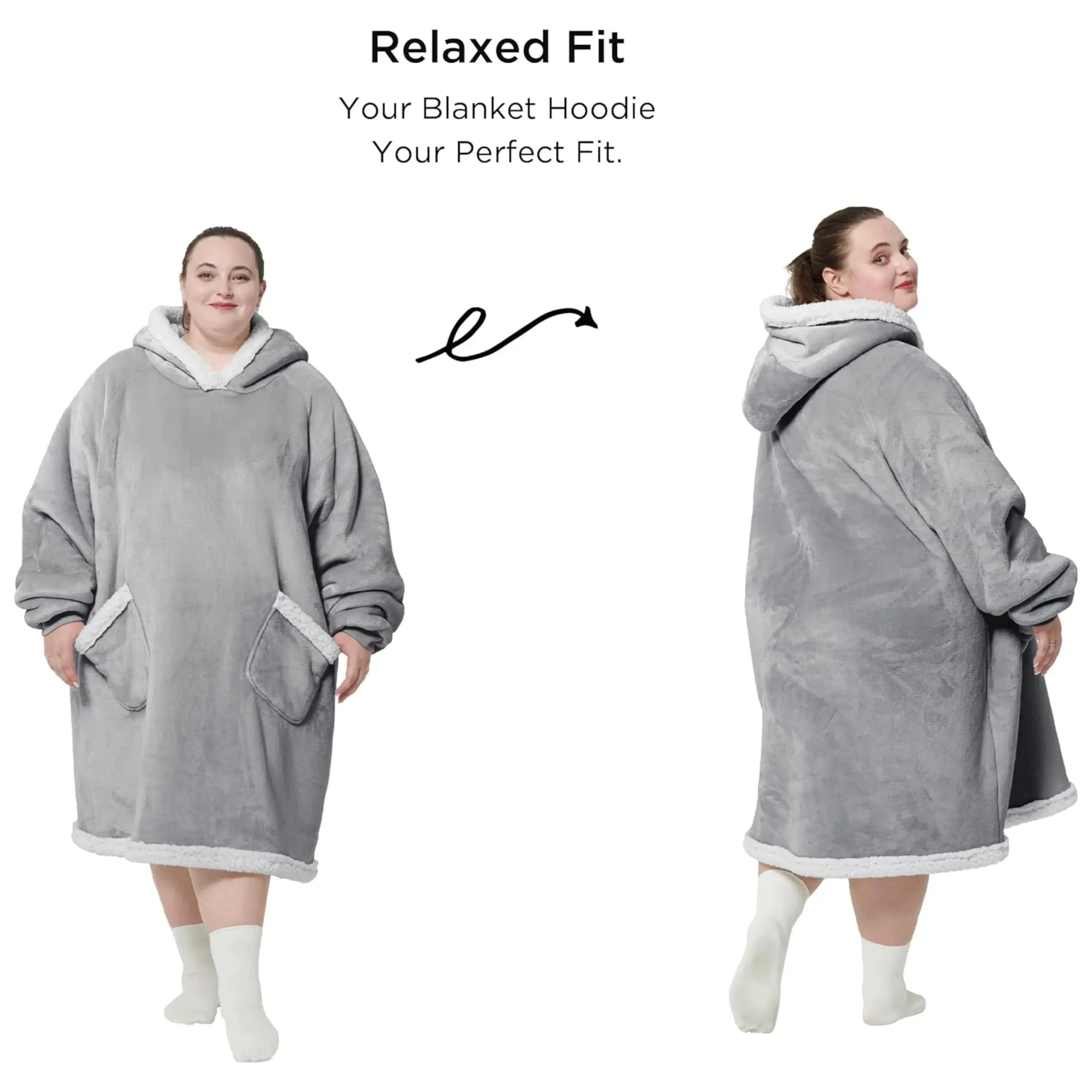 Oversized Flannel Hoodie Heating Blanket for Cozy Sleep and Relaxation - Available in Pink, Black, Blue, Gray, 150CM — Lifest