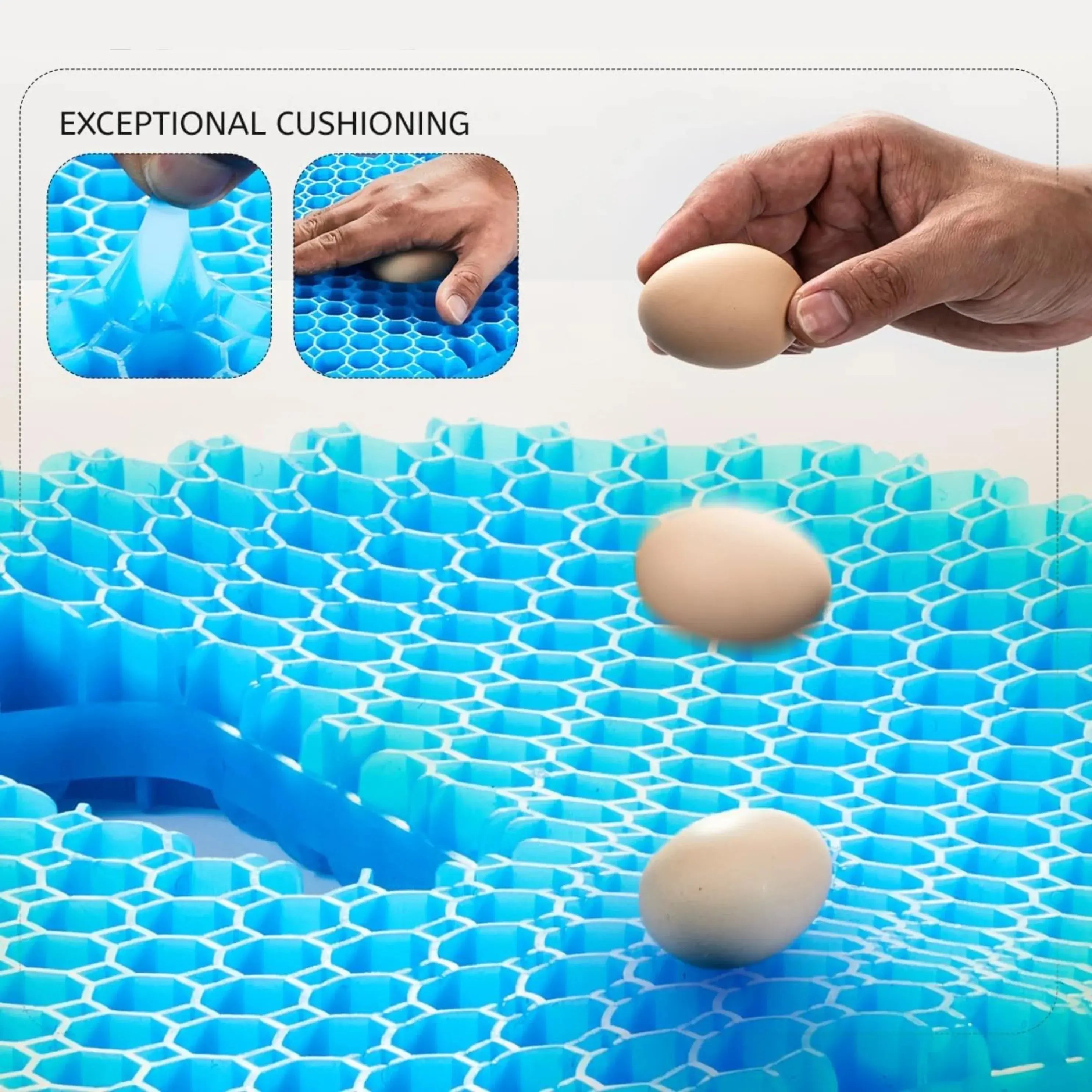 Honeycomb Gel Silicone Seat Cushion for Comfort - Available in Blue, Black, Gray - 16×13×2" (40×33×5cm) — Lifestyle 4