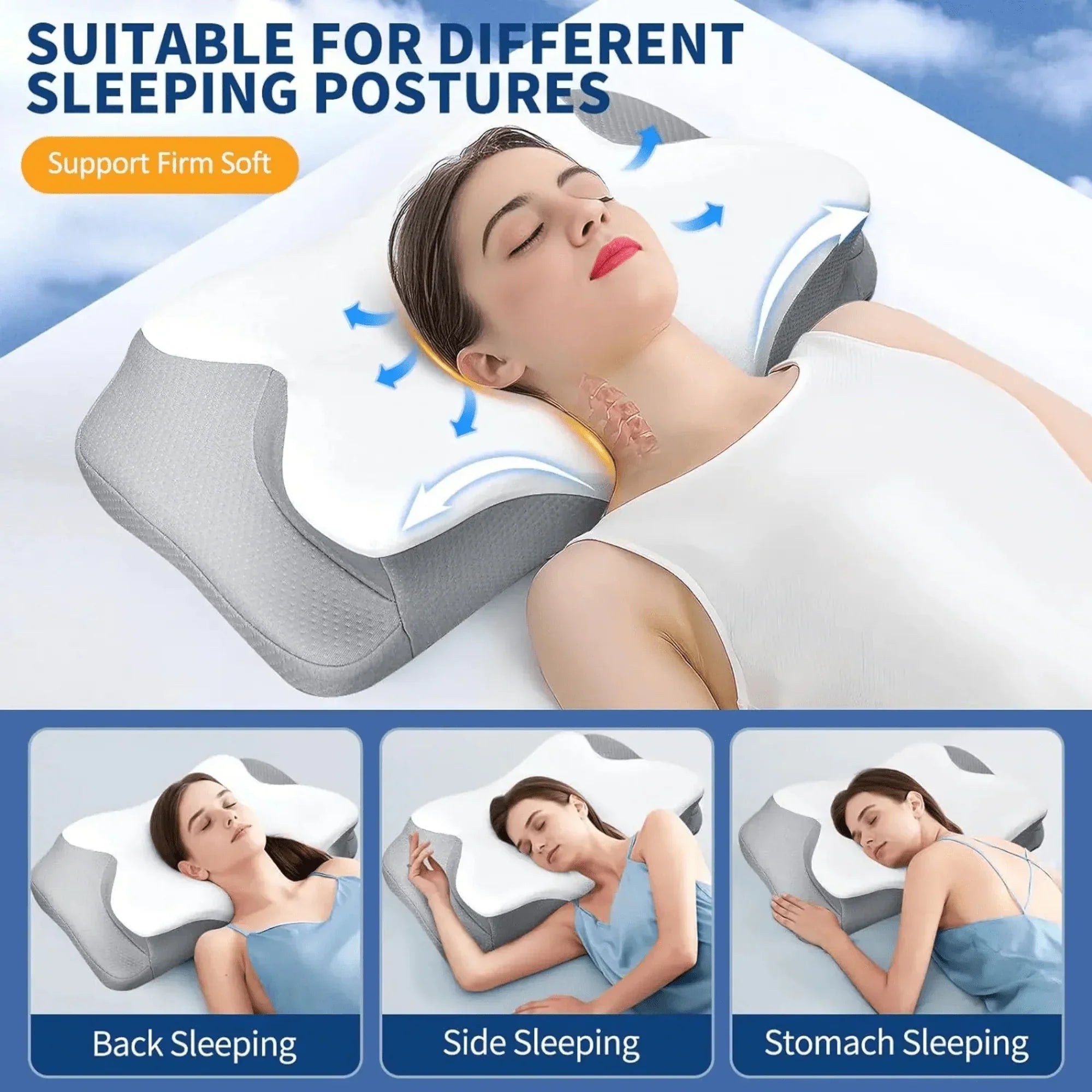Butterfly Memory Foam Pillow Pro — Adjustable Height Cervical Pillow for Customised Sleep Comfort