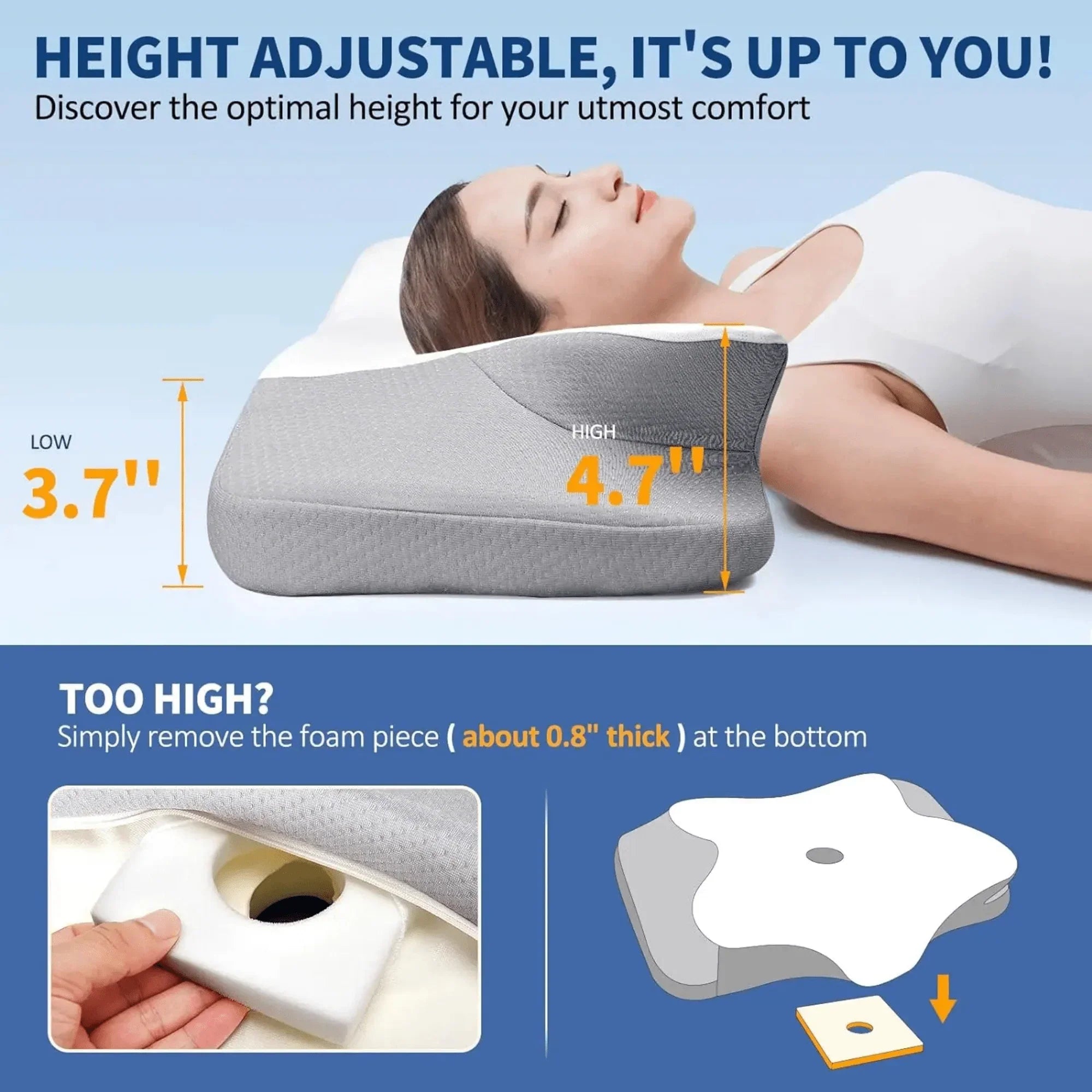 Butterfly Memory Foam Pillow Pro — Adjustable Height Cervical Pillow for Customised Sleep Comfort