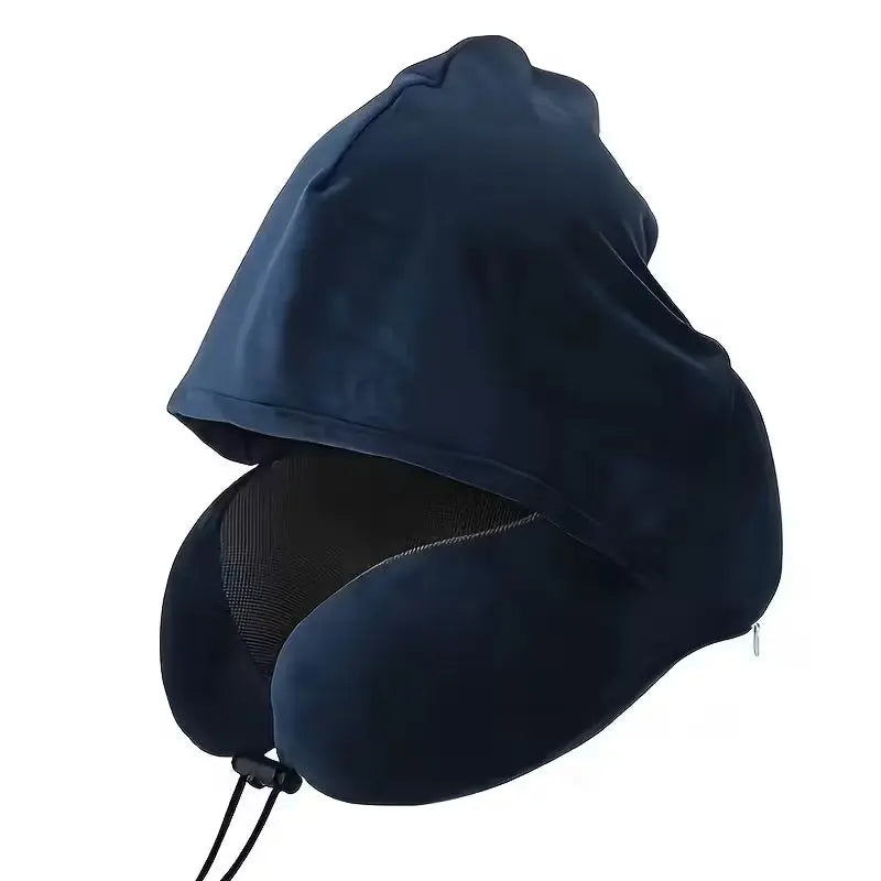 Hooded U-Shaped Travel Pillow for Comfortable Sleep - Available in Grey, Black, Brown, Blue, 25x23x15cm — Lifestyle 11