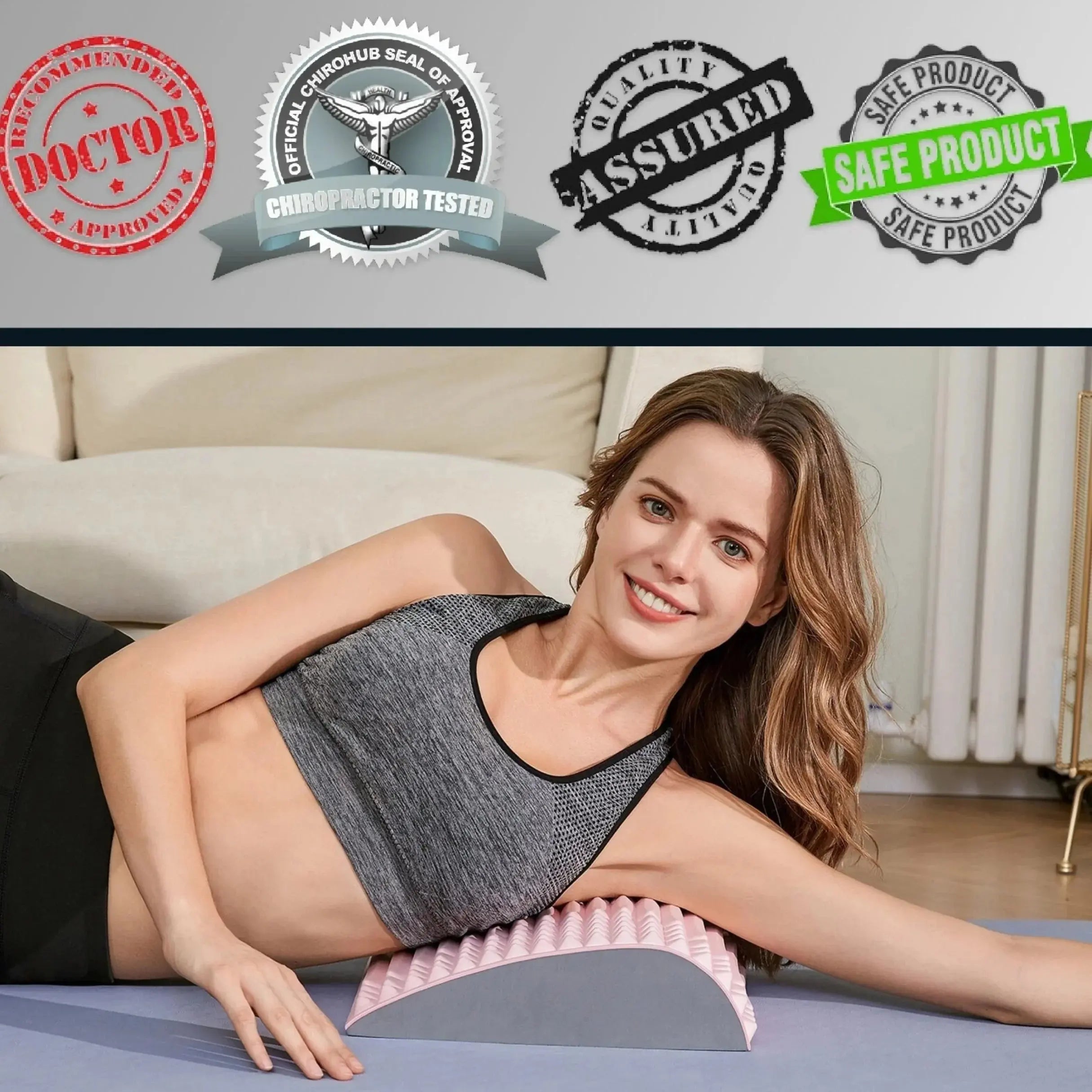 Orthopedic Memory Foam Back Stretcher Cushion for Enhanced Comfort - Available in Blue, Pink, Grey — Lifestyle 3