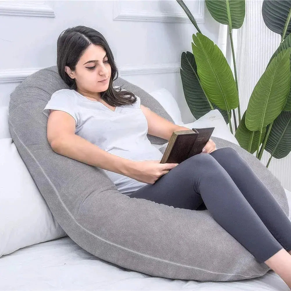 C-Shaped Body Pillow for Sleep and Recovery – Available in Grey, Black, Purple, Blue; Sizes 28x55" and 31x59 — Lifestyle 4