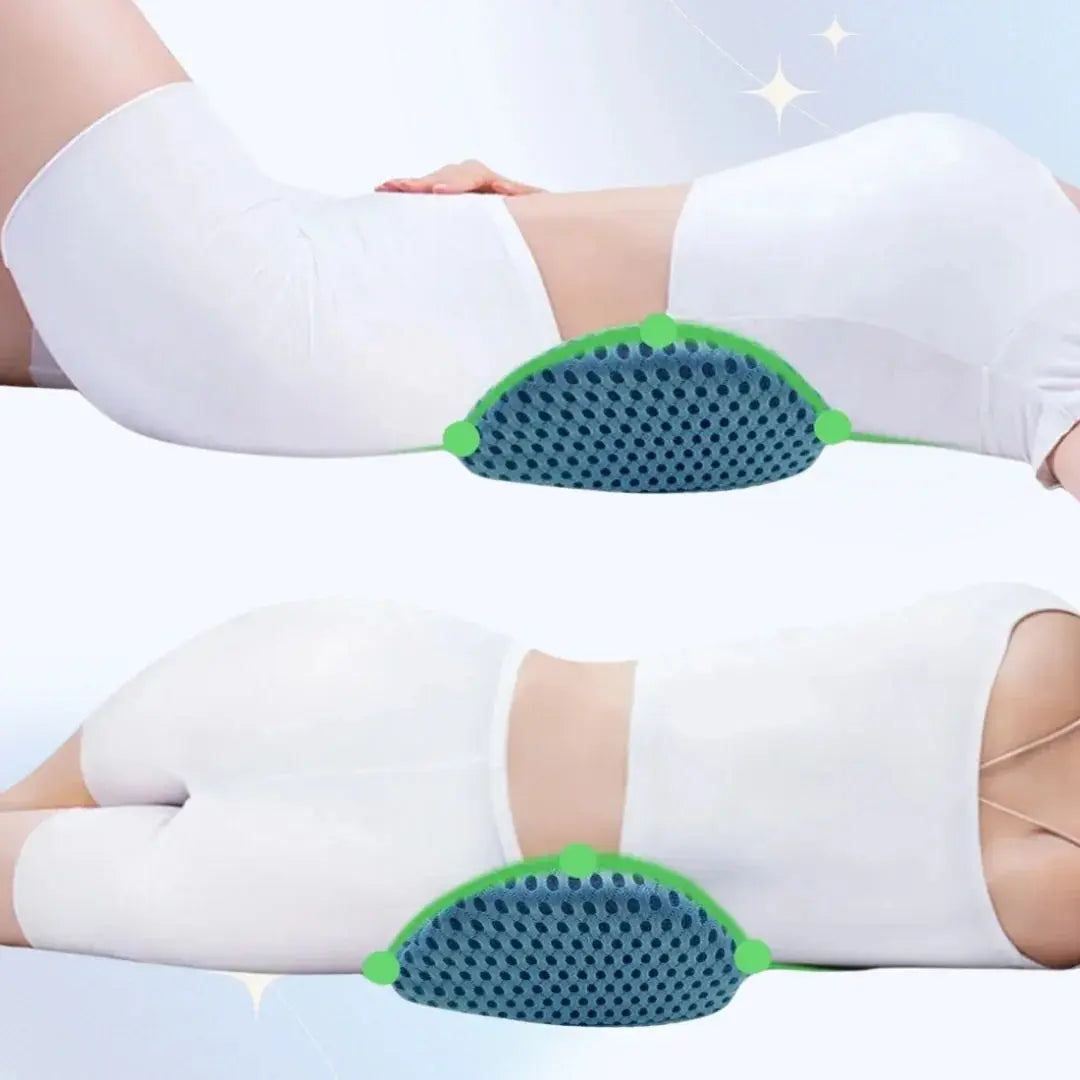 Lumbar Support Pillow for Sleep and Recovery - Available in Black, Gray, Blue; Size 13x9" (32×24cm) — Lifestyle 4