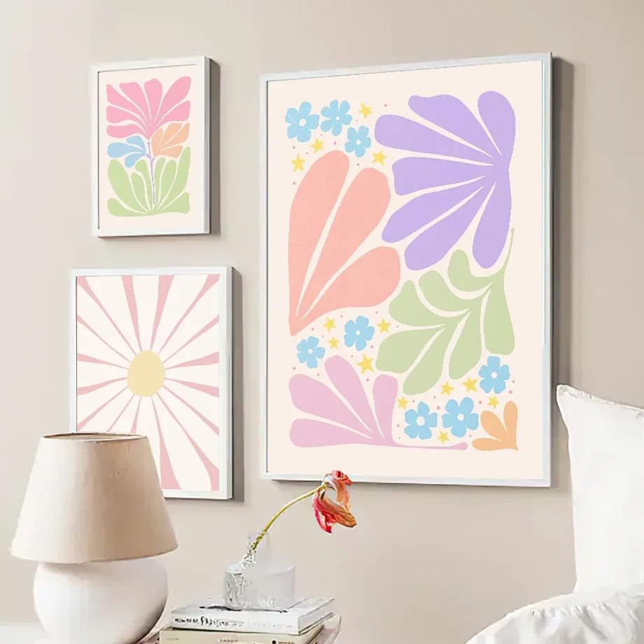 Minimalist Pastel Flowers Canvas Posters — Considered Home Styling