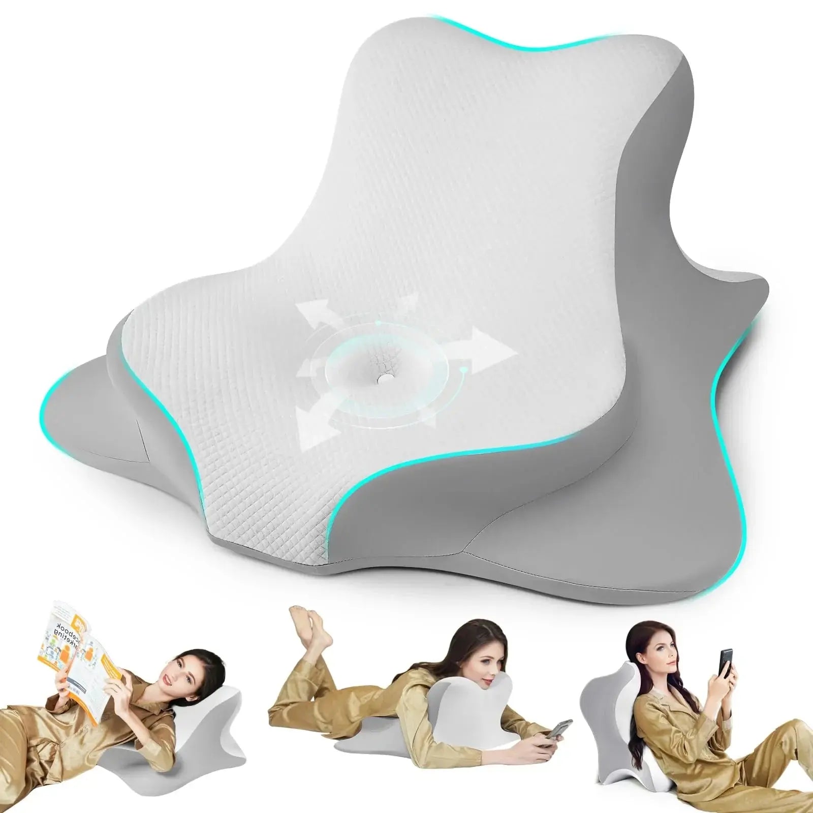 Adjustable Memory Foam Cervical Pillow for Neck Support – Sky Blue, Grey, White Options Available — Lifestyle 10