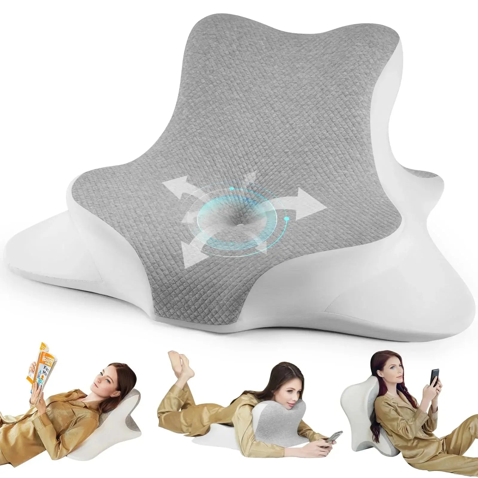 Adjustable Memory Foam Cervical Pillow for Neck Support – Sky Blue, Grey, White Options Available — Lifestyle 9