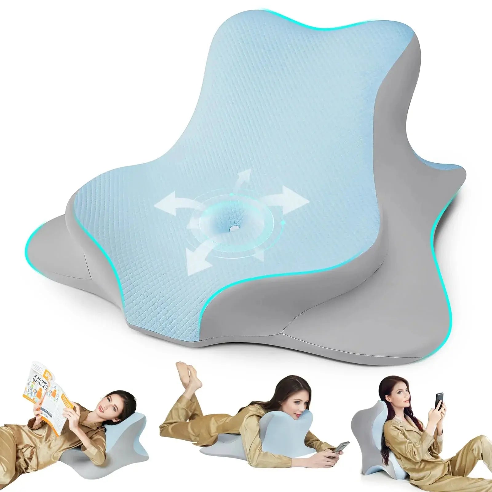 Adjustable Memory Foam Cervical Pillow for Neck Support – Sky Blue, Grey, White Options Available — Lifestyle 8
