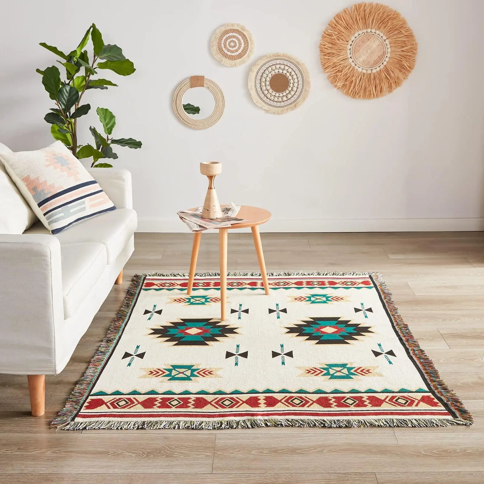 Aztec-Inspired Woven Throw Blanket for Relaxation - Available in Sucre, Multiple Sizes — Lifestyle 1