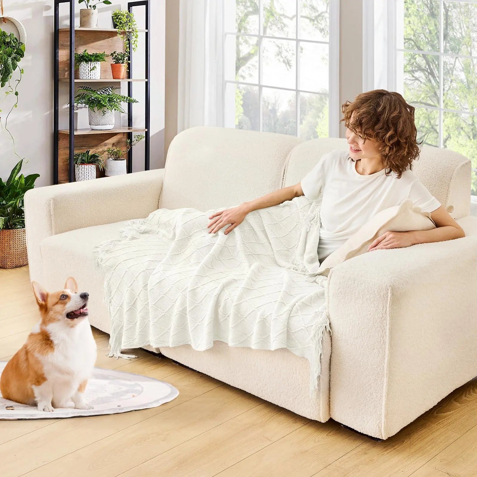 Nordic-Inspired Knitted Throw Blanket for Sleep and Relaxation - Available in Blue, Grey, Beige, Green (130x230cm) — Lifestyl