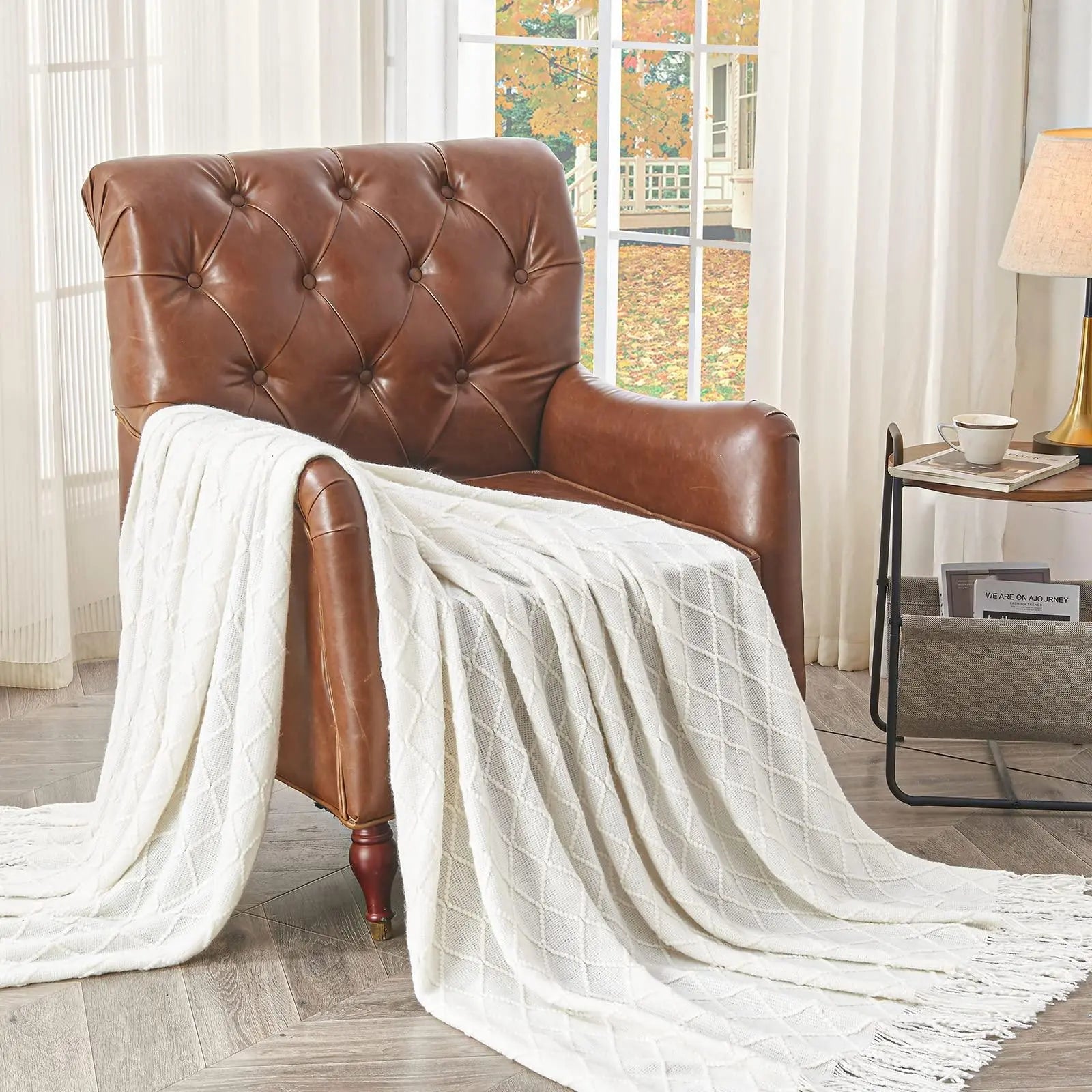 Nordic-Inspired Knitted Throw Blanket for Sleep and Relaxation - Available in Blue, Grey, Beige, Green (130x230cm) — Lifestyl