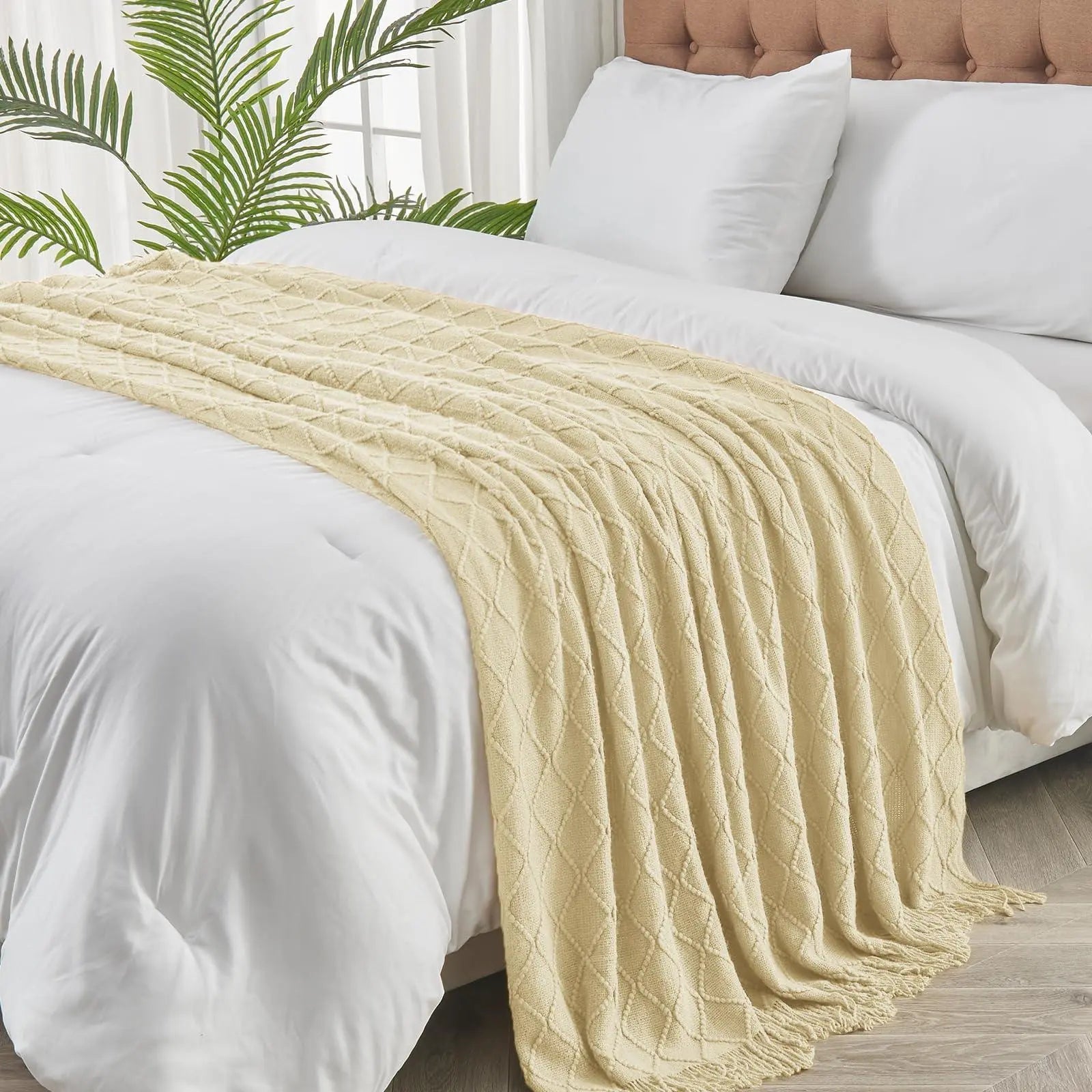 Nordic-Inspired Knitted Throw Blanket for Sleep and Relaxation - Available in Blue, Grey, Beige, Green (130x230cm) — Lifestyl
