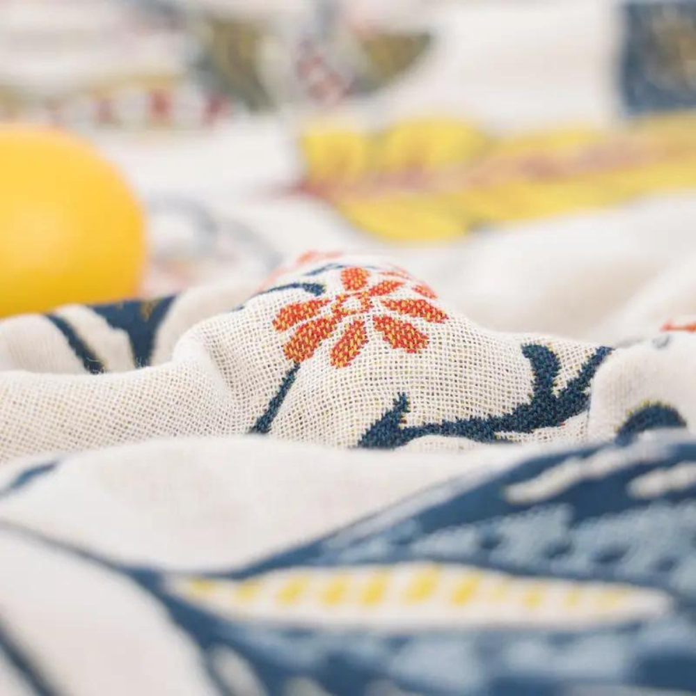 Artistic Flora Jacquard Blanket — Woven Botanical Throw — Lifestyle 4