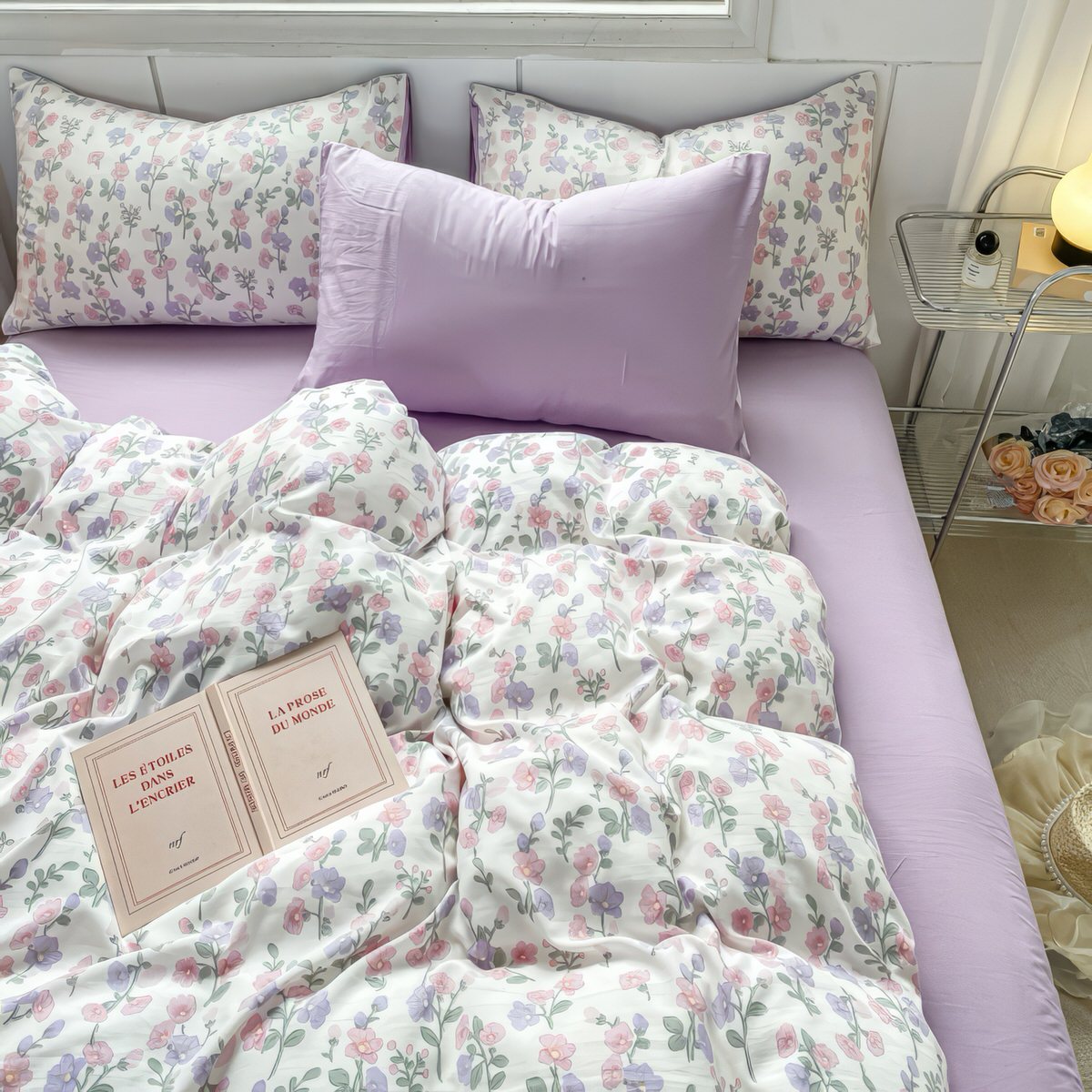 Lavender Floral Bedding Set — Soft-Touch Cotton Duvet & Pillowcases — Lifestyle 1