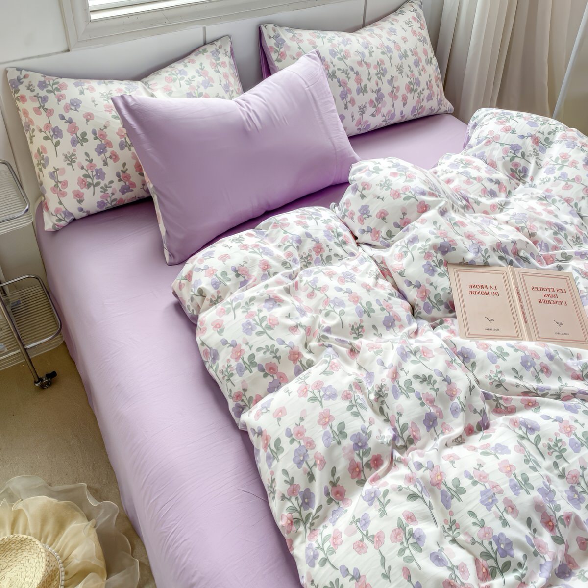 Lavender Floral Bedding Set — Soft-Touch Cotton Duvet & Pillowcases — Lifestyle 4