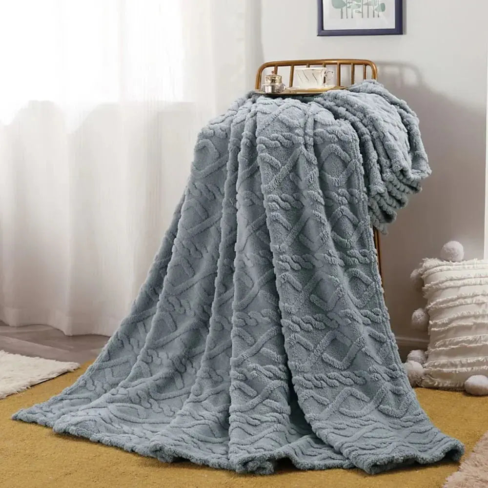 Ruched Faux Fur Throw Blanket for Cozy Comfort in Turmeric, Coffee Brown, Khaki, Blue-Gray - Multiple Sizes Available — Lifes