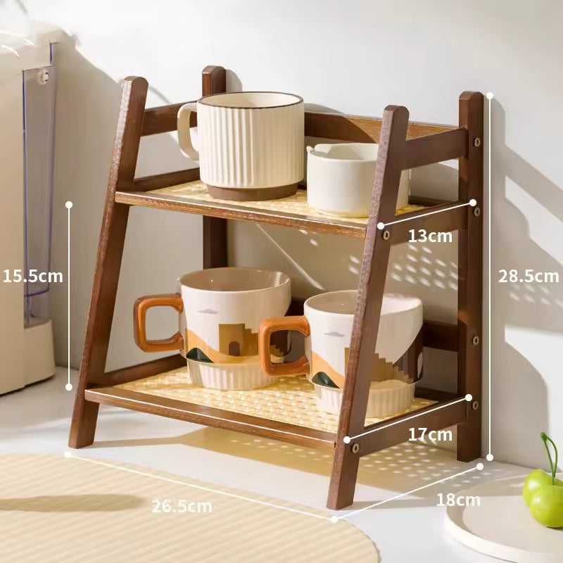 Bamboo Tiered Countertop Organiser — Two-Tier Storage Rack — Lifestyle 2