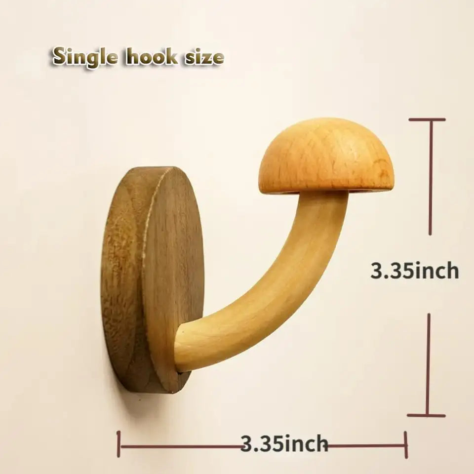 Timber Mushroom Wall Hook Set — Whimsical Wooden Pegs — Lifestyle 1