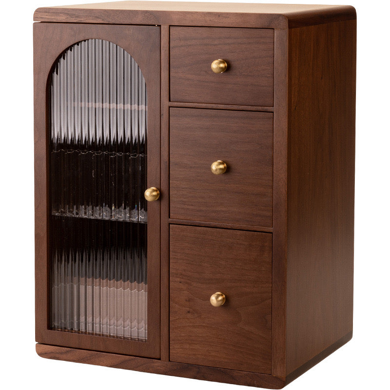 Walnut Fluted-Glass Vanity Cabinet — Dressing-Table Organiser — Lifestyle 6