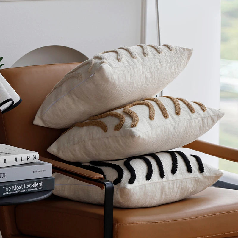 Chenille Abstract Cushion Cover — Tufted Boho Accent — Lifestyle 3