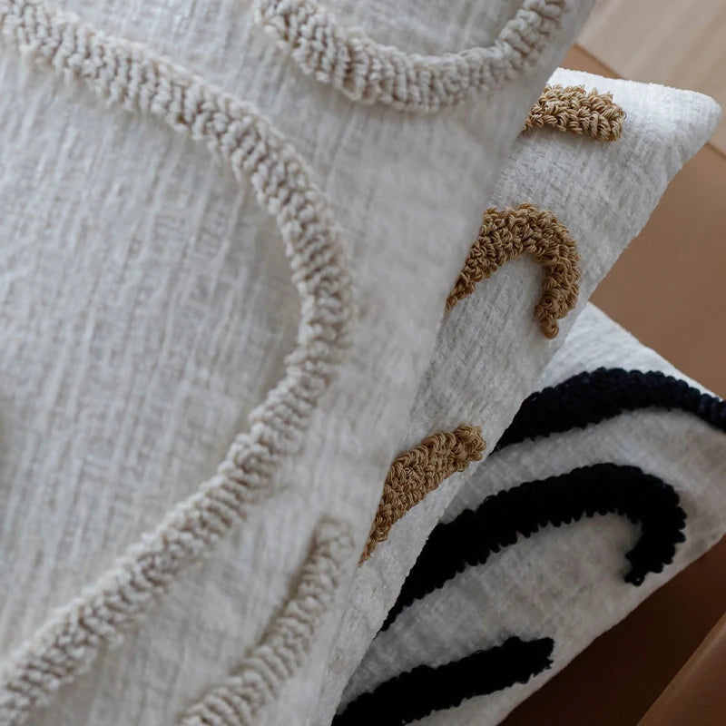 Chenille Abstract Cushion Cover — Tufted Boho Accent — Lifestyle 4