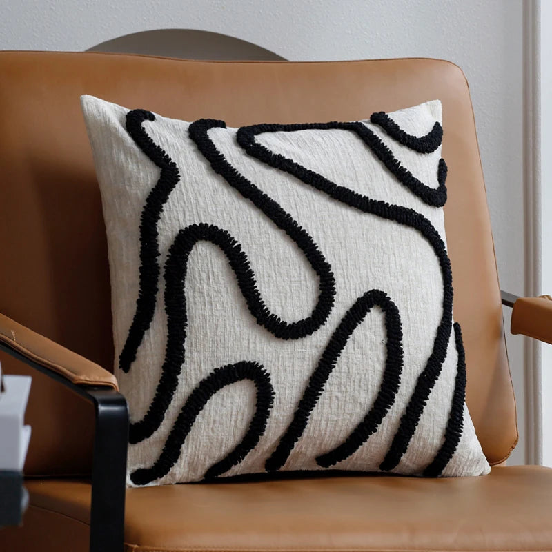 Chenille Abstract Cushion Cover — Tufted Boho Accent — Lifestyle 5