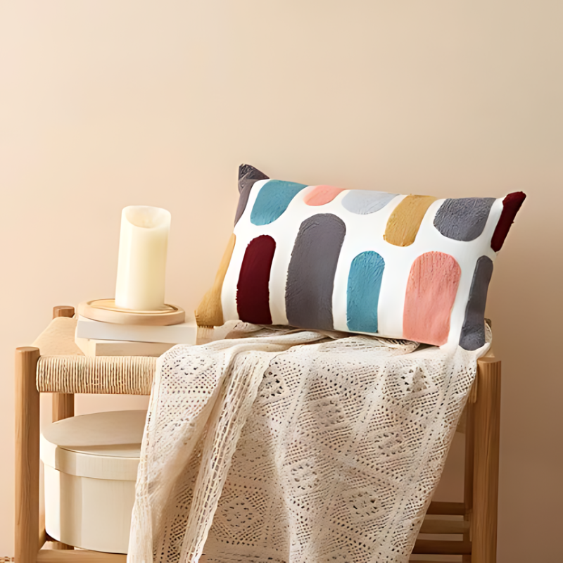 Abstract Tufted Cushion Cover — Cotton Boho Accent — Lifestyle 8