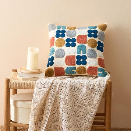 Abstract Tufted Cushion Cover — Cotton Boho Accent — Detail