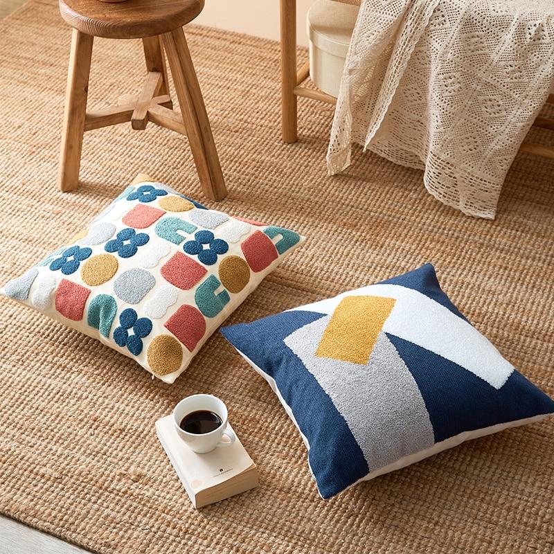 Abstract Tufted Cushion Cover — Cotton Boho Accent — Lifestyle 5
