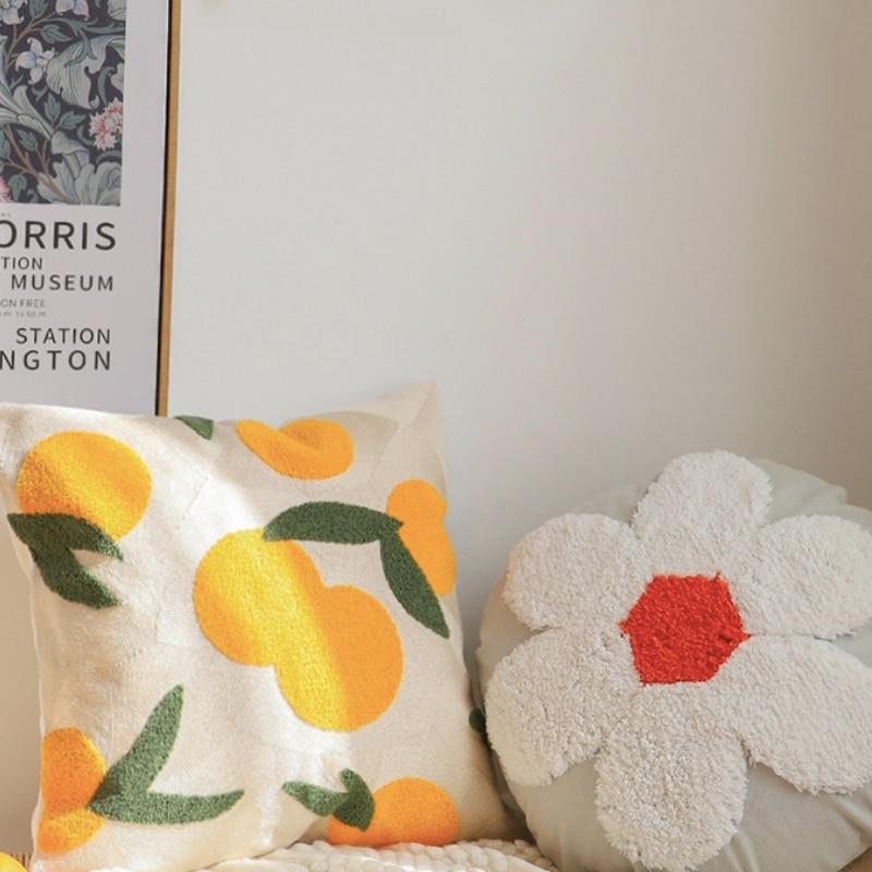 Citrus Tufted Cushion Cover — Cotton Boho Accent — Lifestyle 1