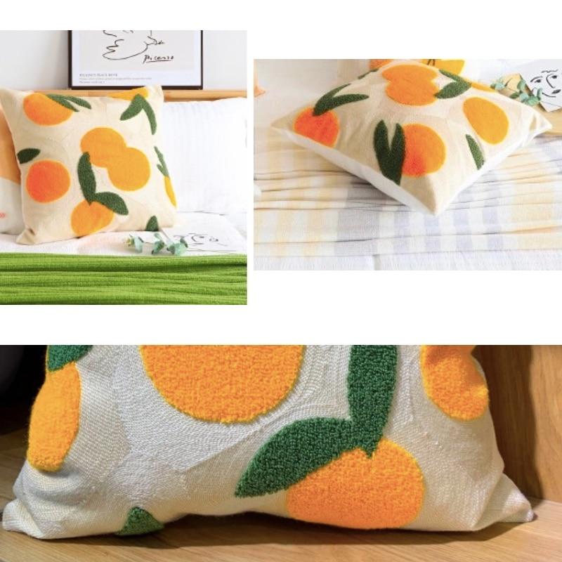 Citrus Tufted Cushion Cover — Cotton Boho Accent — Lifestyle 3