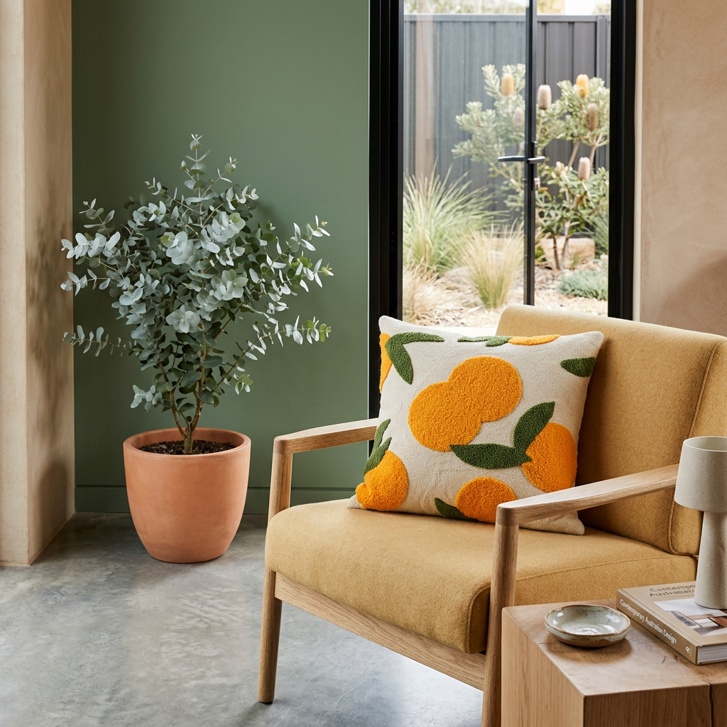 Citrus Tufted Cushion Cover — Cotton Boho Accent — Front view