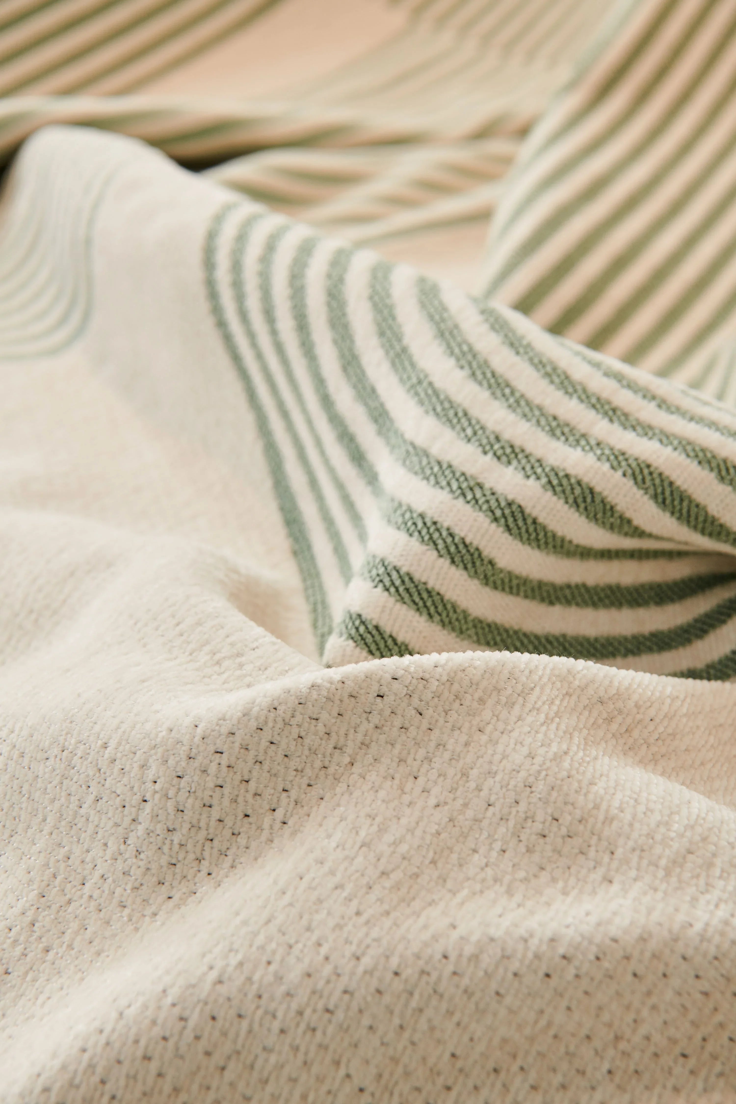 Chenille Arch Throw Blanket — Geometric Pistachio & Cream — Lifestyle 3