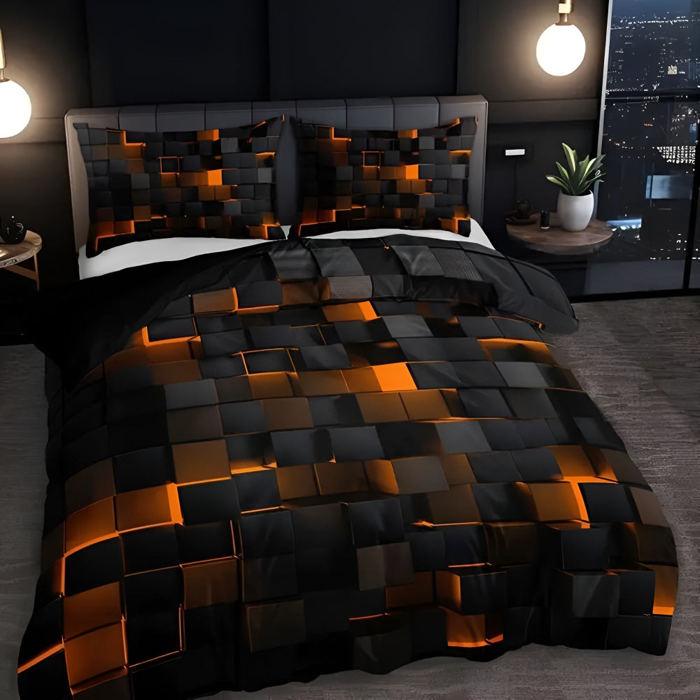 Geometric Grid Quilt Cover Set — 3-Piece Doona Cover Set — Lifestyle 3