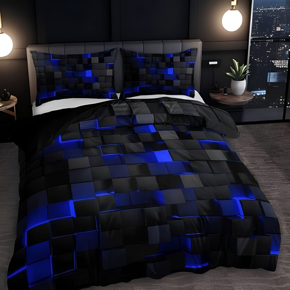 Geometric Grid Quilt Cover Set — 3-Piece Doona Cover Set — Lifestyle 4