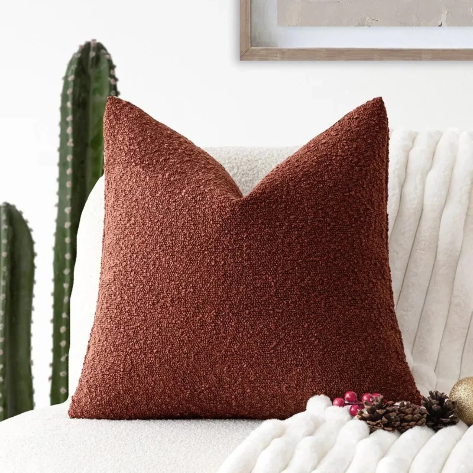 Bouclé Cushion Cover — Soft Textured 45cm Decorative Cover — Lifestyle 10