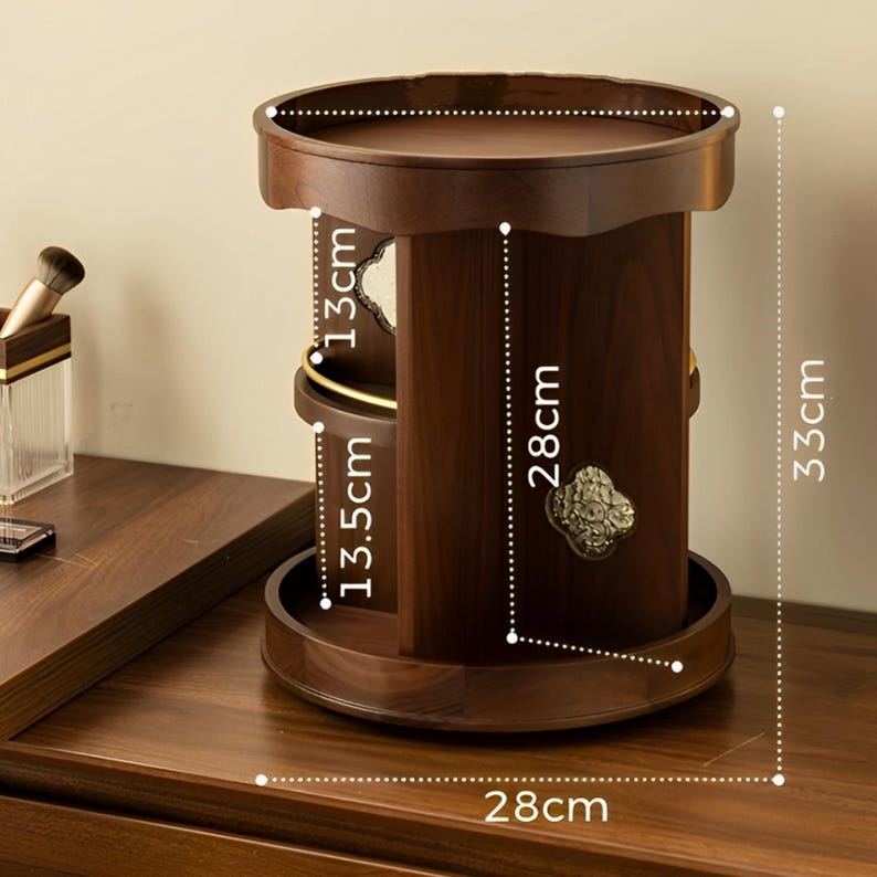 Rotating Timber Vanity Carousel — Scalloped Dressing-Table Organiser — Lifestyle 7