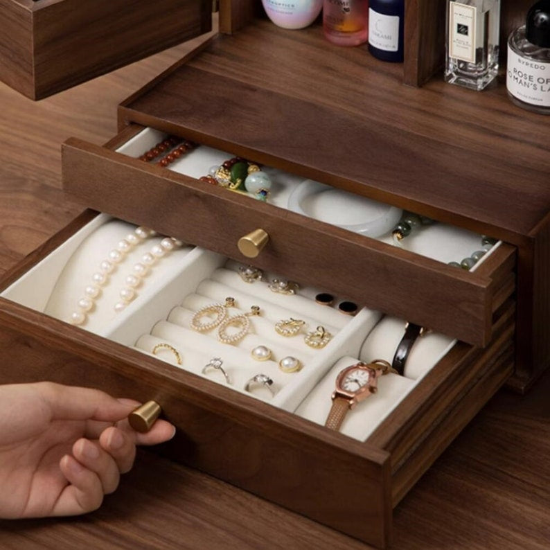 Walnut Vanity Chest — Heritage Pinecone-Detail Cabinet — Lifestyle 7