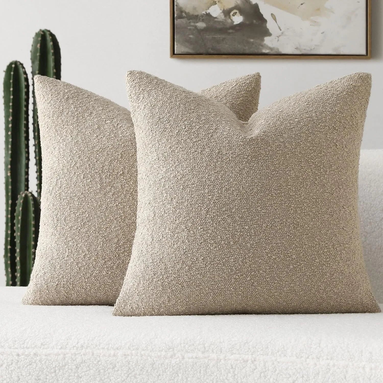 Bouclé Wool-Look Cushion Cover — Curly Teddy Texture — Lifestyle 4