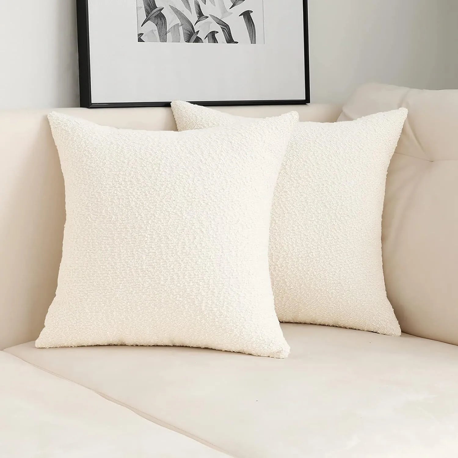 Bouclé Wool-Look Cushion Cover — Curly Teddy Texture — Lifestyle 6
