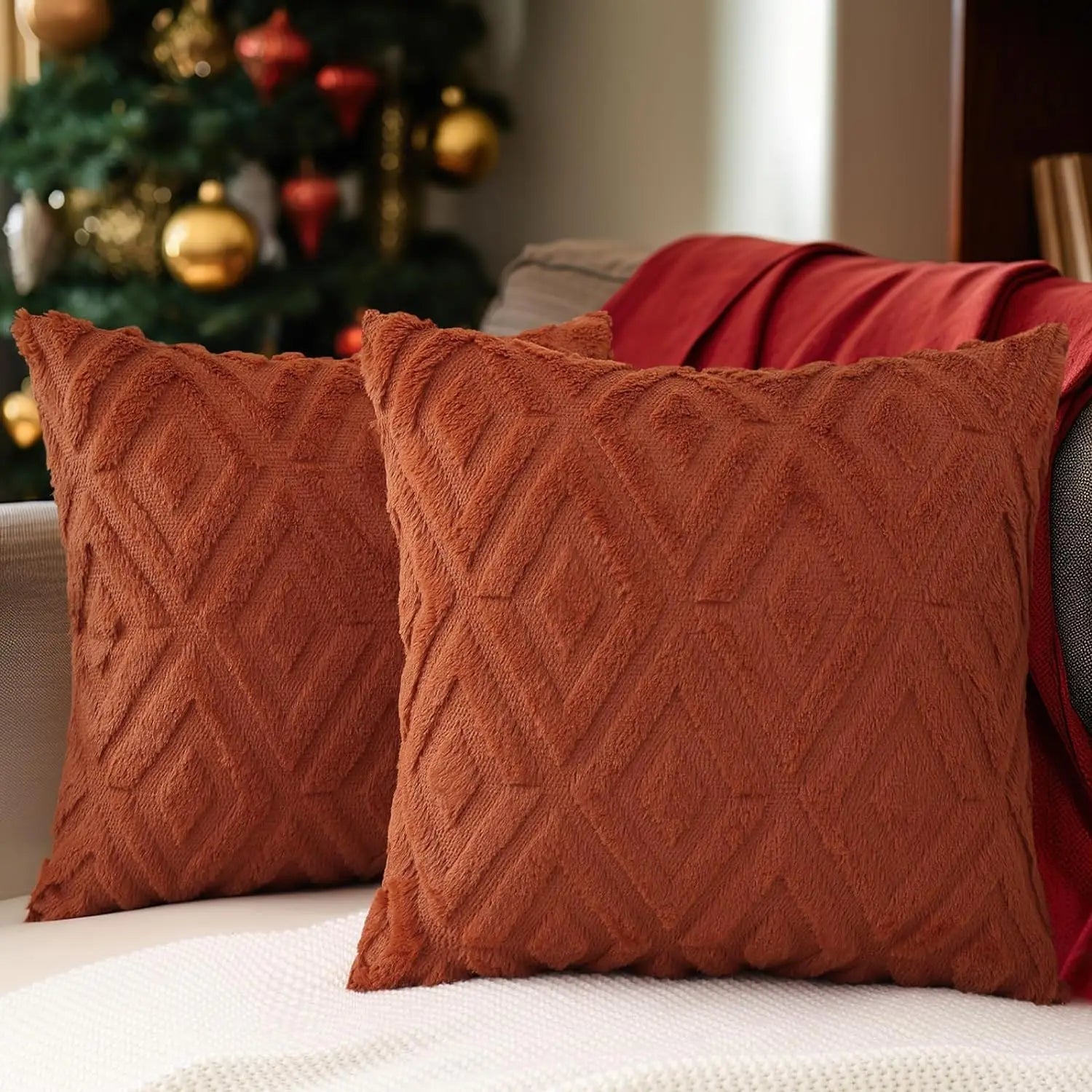 Diamond-Tufted Christmas Cushion Cover Set — Set of 2 — Lifestyle 6