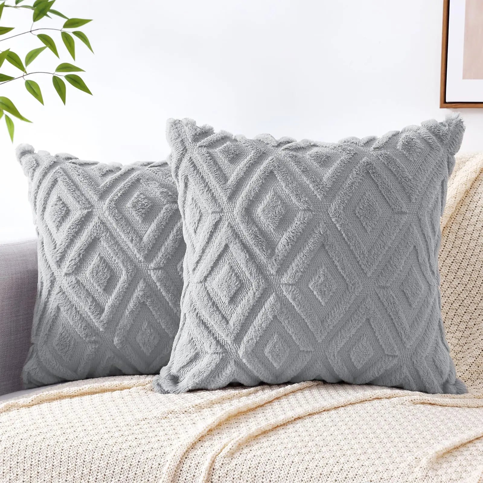Diamond-Tufted Christmas Cushion Cover Set — Set of 2 — Front view